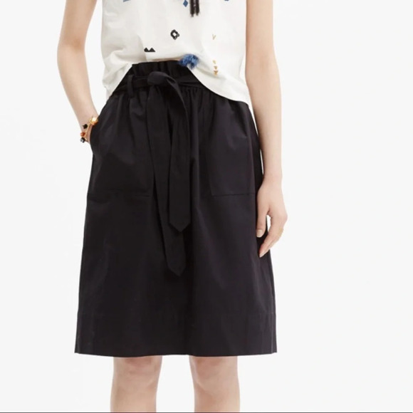 Madewell paper sack waist black skirt patch pockets belted black cotton XS - Picture 1 of 7
